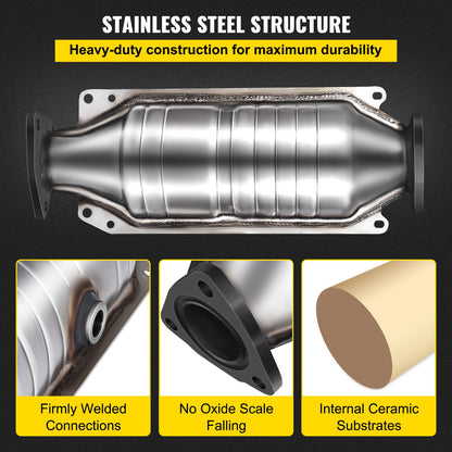 VEVOR Catalytic Converter Compatible with 1998-2002 Honda Accord 2.3L, Direct-Fit High Flow Series Cat Converter, Stainless Steel Exhaust Converter Pipe with Flange Design & Gasket (OBD III Compliant)