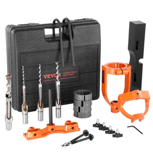 VEVOR Mortising Attachment for Drill Press, 4 Model Drills Square Hole Chisel Set, Bench Drill Locator Set Mortise and Tenon Tools with 5 Bushings, for Woodworking Mortising Tenoning Drilling Machine
