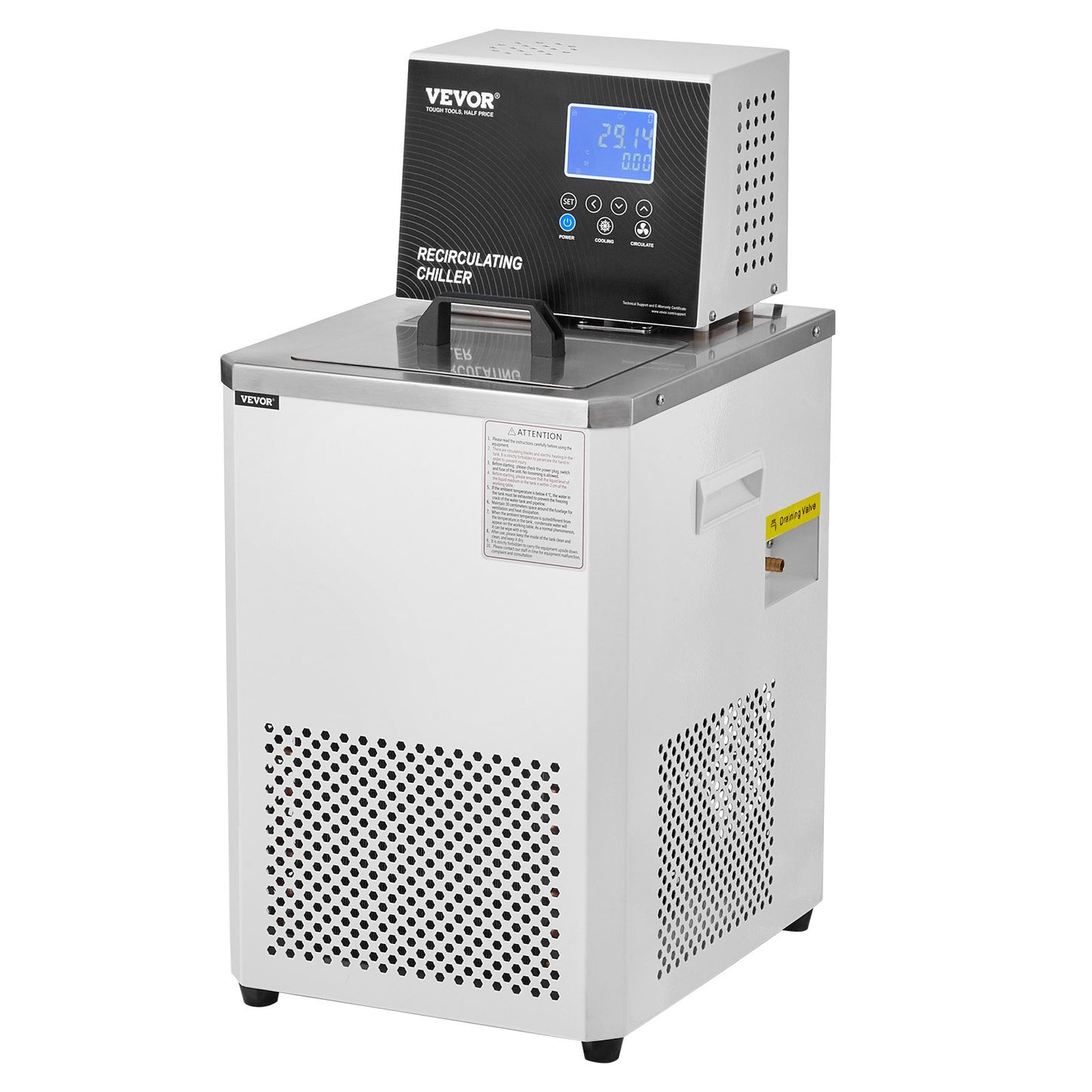Laboratory Chiller Circulator, 6L Chiller Lab Low Temperature Cooling Liquid, 23°F-212°F Circulator Pump Chiller, LCD Display, 304 Stainless Steel Water Bath Recirculating Water Cooling Chiller