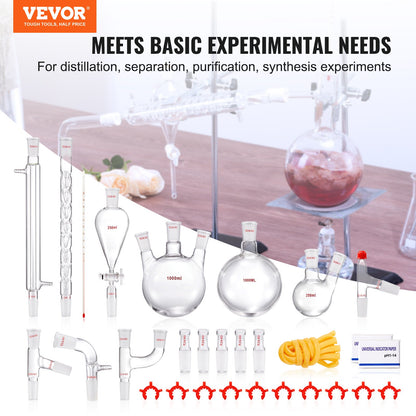 Lab Glassware Distillation Kit 1000ml 3.3 Boro 29 pcs Glassware Equipment