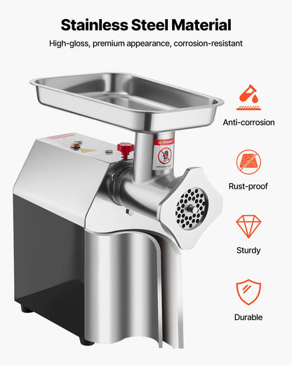 Commercial Electric Meat Grinder 9.2 Lbs/Min Sausage Stuffer Maker Kitchen