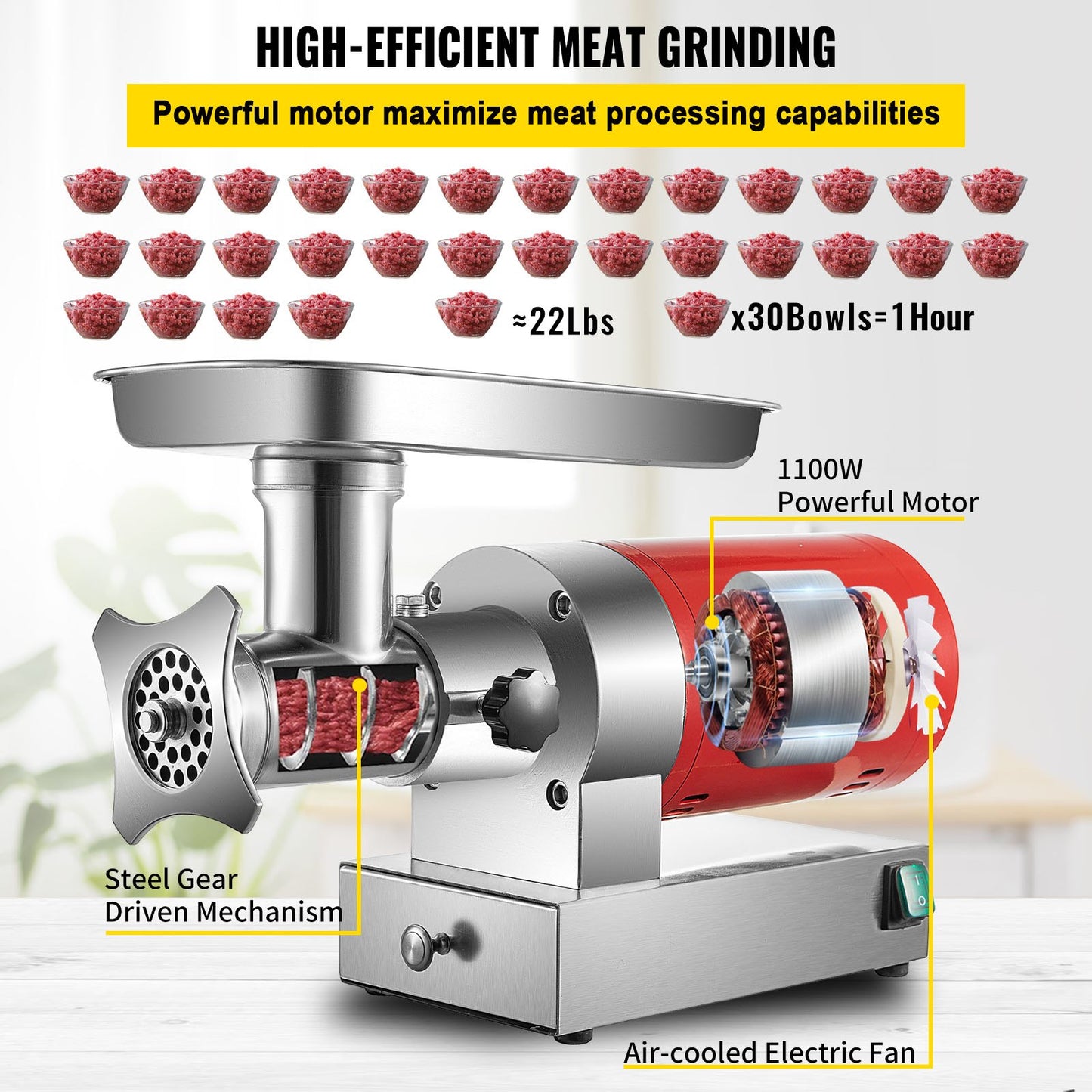 Electric Meat Grinder Machine Electric Meat Mincer 661 Lbs/Hour 1100W