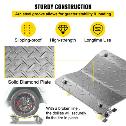 2 Pcs Tire Wheel Dollies 12"X16" Platform Size Wheel Car Dolly 3" Caster Wheel Dolly for Vehicle Car Auto Repair (2 Pcs)