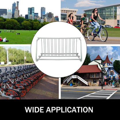 10 Holders Floor Bike Rack, 59" Length All-Steel Grid Bike Rack, 10-Bike Capacity Dual-Side Storage Stand for Garages Streets Yards Bike Events