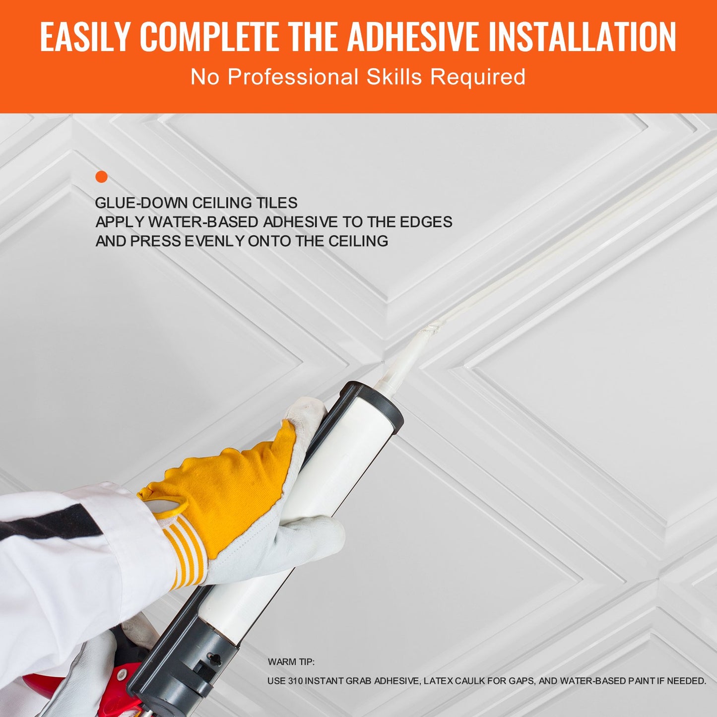 Ceiling Tiles 48-Pack 20 x 20 in Polystyrene Easy Installation Glue-up