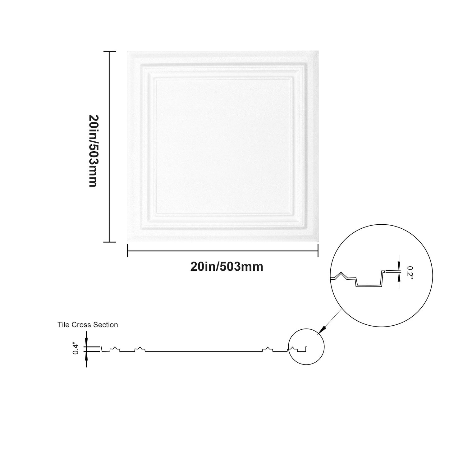 Ceiling Tiles 48-Pack 20 x 20 in Polystyrene Easy Installation Glue-up