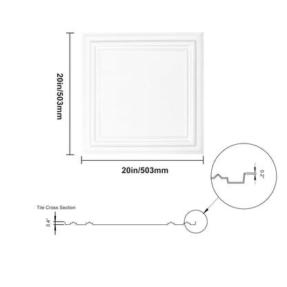 Ceiling Tiles 48-Pack 20 x 20 in Polystyrene Easy Installation Glue-up