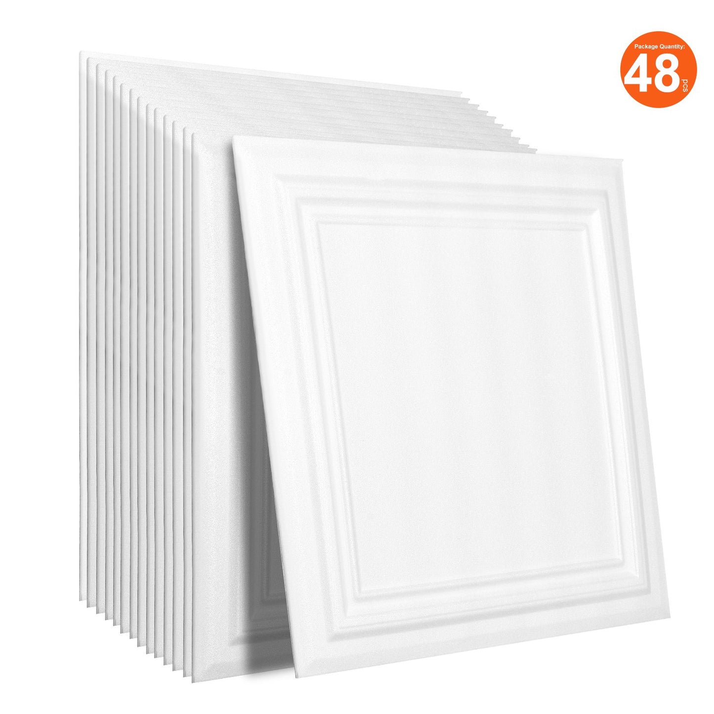 Ceiling Tiles 48-Pack 20 x 20 in Polystyrene Easy Installation Glue-up