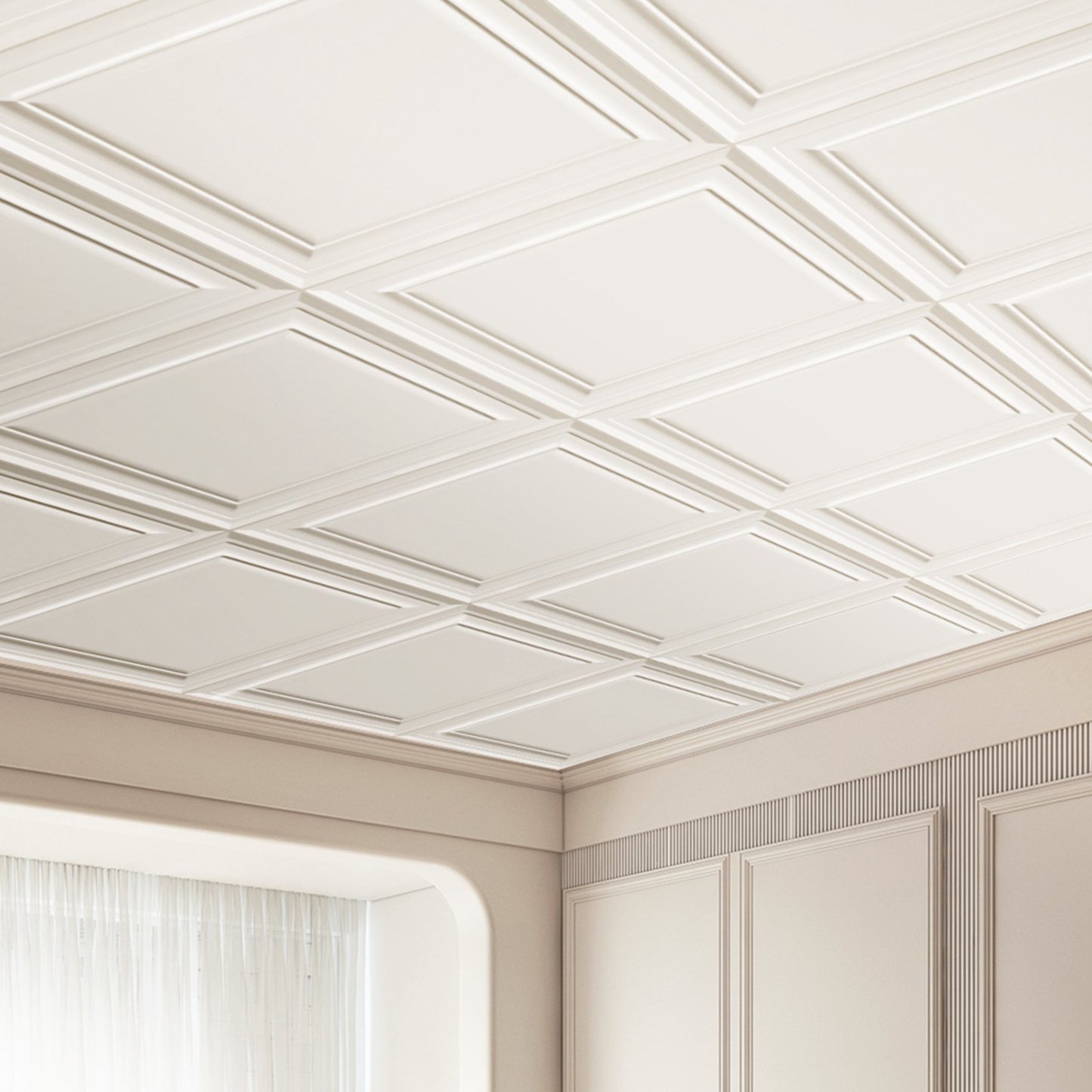Ceiling Tiles 96-Pack 20 x 20 in Polystyrene Easy Installation Glue-up