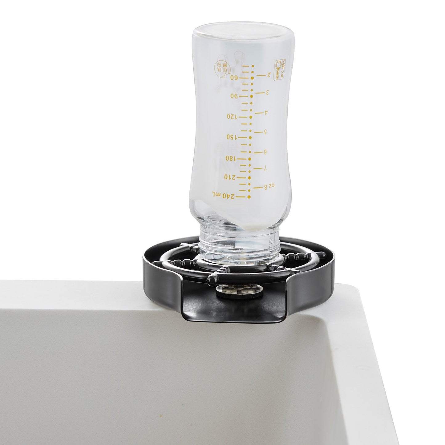Glass Rinser 10-Hole 360 Rotating Stainless Steel Washer ABS Cup Holder