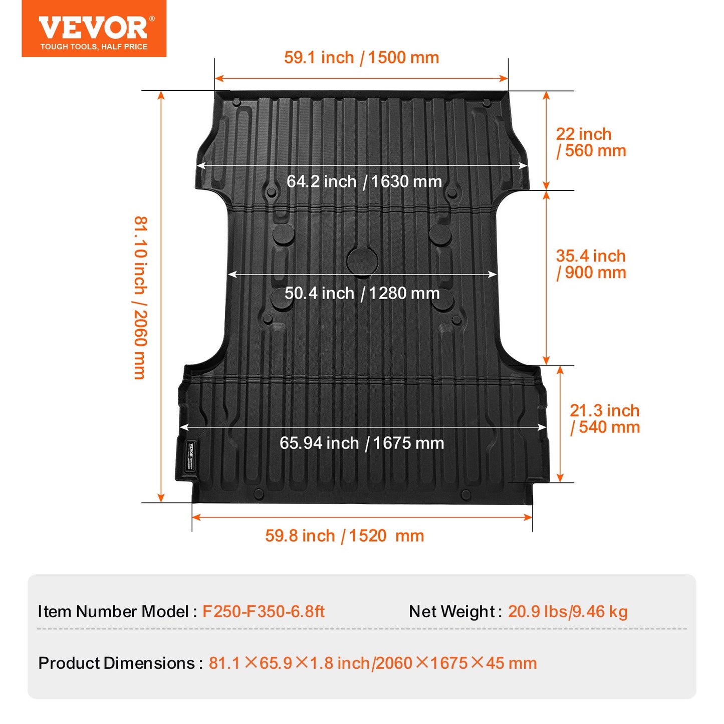Truck Bed Mat Fit 2017-2024 Ford F250/F350 TPE Truck Bed Liner Accessories