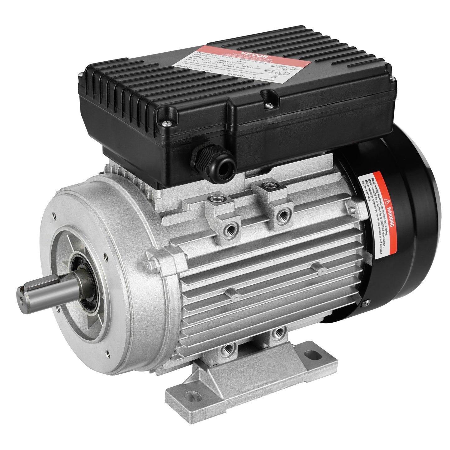 0.75KW Electric Motor 1400 rpm, AC 220~240V 5.45A, 80, B34 Frame, Air Compressor Motor Single Phase, 19mm Keyed Shaft, CW/CCW Rotation for Agricultural Machinery and General Equipment