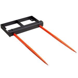 49" Hay Spear, Bale Spears 1360kg Loading Capacity, Skid Steer Loader Tractor Bucket Attachment with 2pcs 17.5" Stabilizer Spears and 60" Chain, Quick Attach Spike Forks