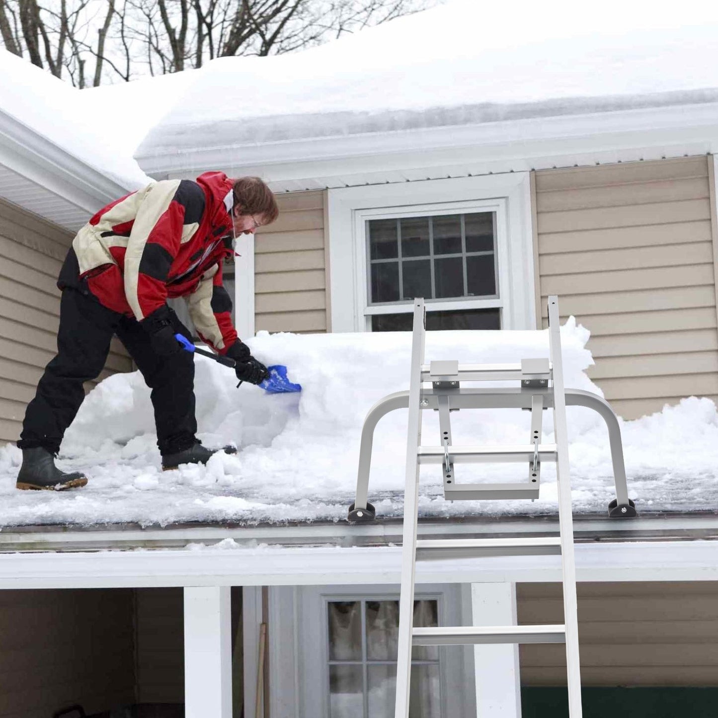 Ladder Stabilizer with Wing Span Heavy Duty Steel Roof Hook Stabilizer