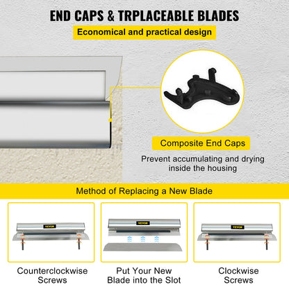 Skimming Blade,40 inch Smoothing Knife, European Stainless Steel Construction Knife, Aluminum Blade Profile Smoothing Knockdown Spatula for Gyprock/Drywall/Wall-Board