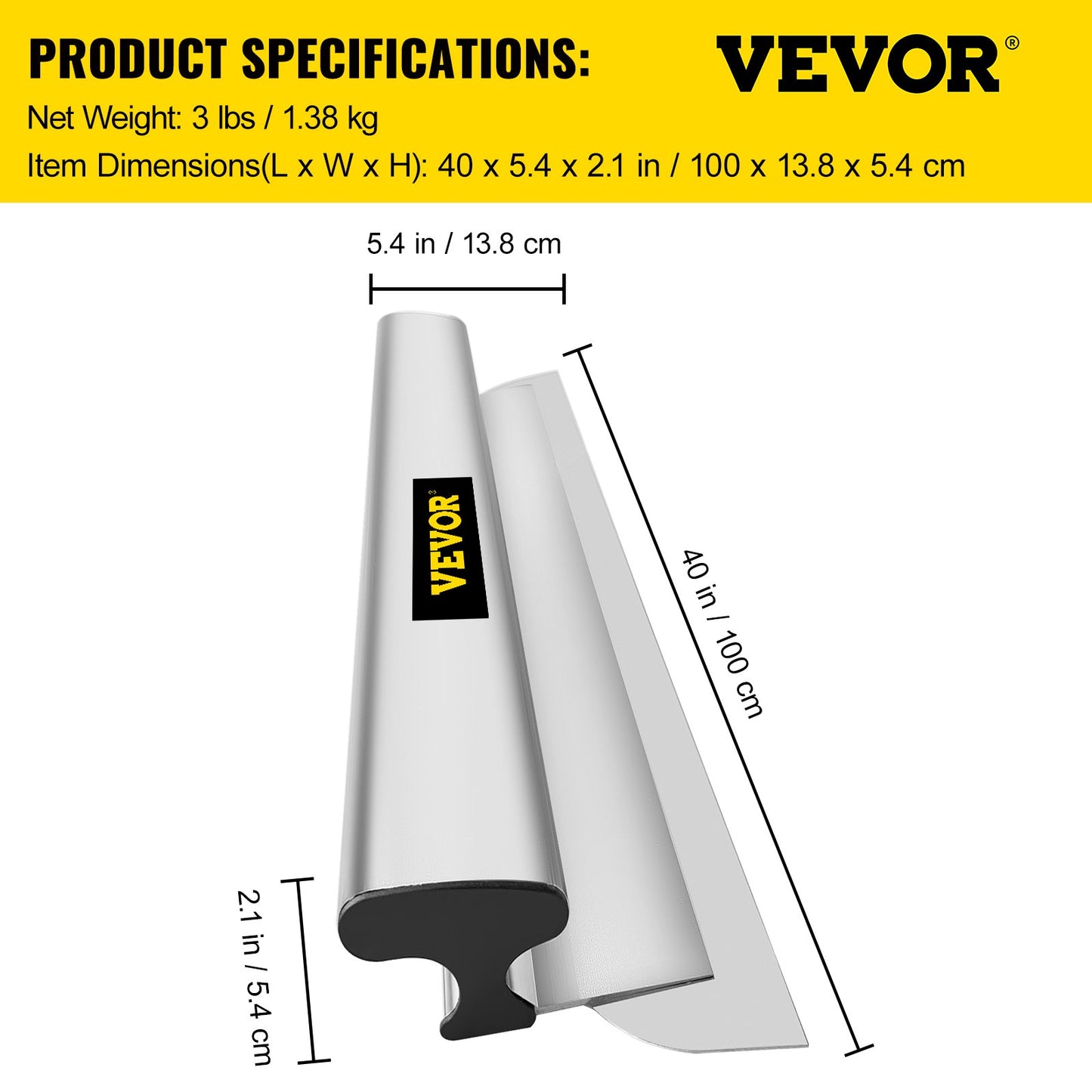 Skimming Blade,40 inch Smoothing Knife, European Stainless Steel Construction Knife, Aluminum Blade Profile Smoothing Knockdown Spatula for Gyprock/Drywall/Wall-Board
