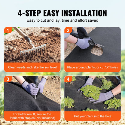 Non Woven Geotextile Fabric Under Gravel, 6x50FT 8OZ Driveway Fabric Landscape Fabric, Heavy Duty Weed Barrier Fabric, Ground Cover Weed Control Fabric, French Drains Drainage Fabric, Black