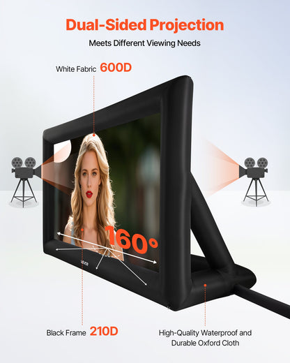 16 ft Inflatable Movie Screen 16:9 600D Movie Projector with Portable Bag