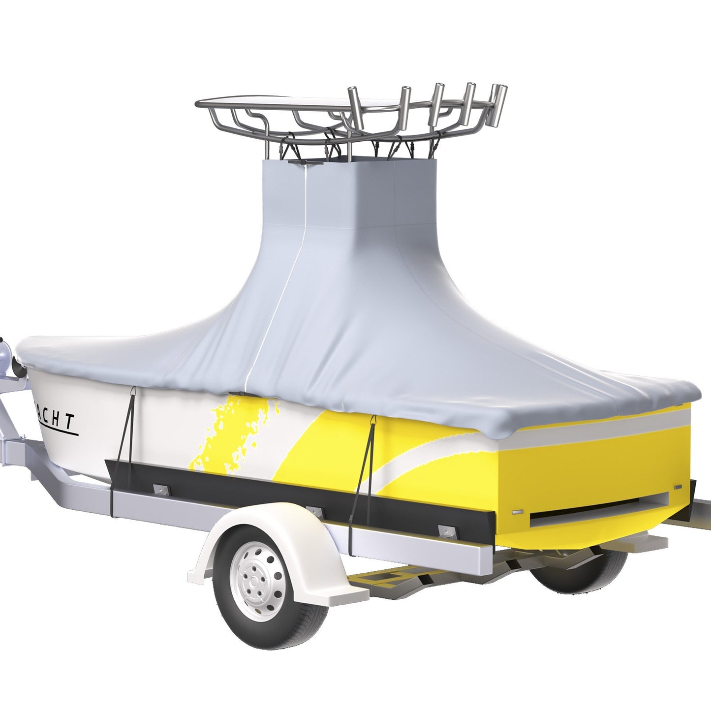 VEVOR T-Top Boat Cover, Fit for 22\'-24\' Boat, Heavy Duty 600D Marine Grade Oxford Hard Top Cover, UV Resistant Waterproof Center Console Boat Cover with 2 Support Poles and 7 Wind-Proof Straps, Gray