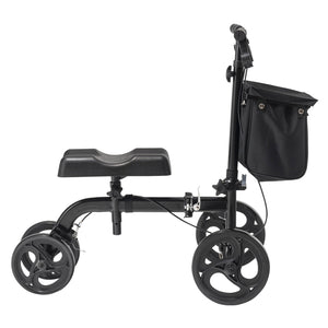 Folding Knee Scooter, Carbon Steel Steerable Knee Walker with Height-Adjustable Handlebar & Knee Pad, All-Terrain Solid Wheels, Dual Brakes, Leg Recovery Scooter for Broken Ankle Foot Injuries