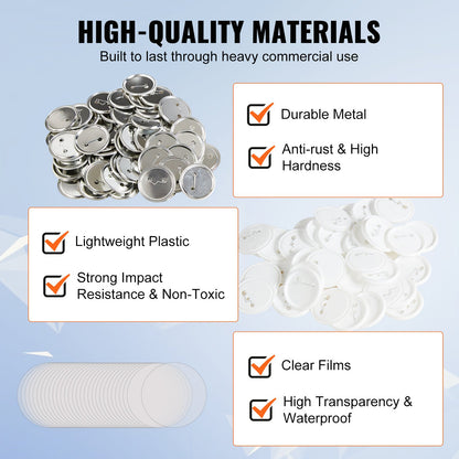 2.25" 58mm Button Badge Parts Supplies for Button Maker Machine 500 Sets