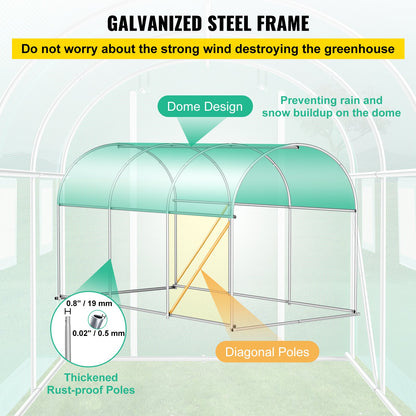 Walk-in Tunnel Greenhouse Galvanized Frame & Waterproof Cover 12x7x7 ft