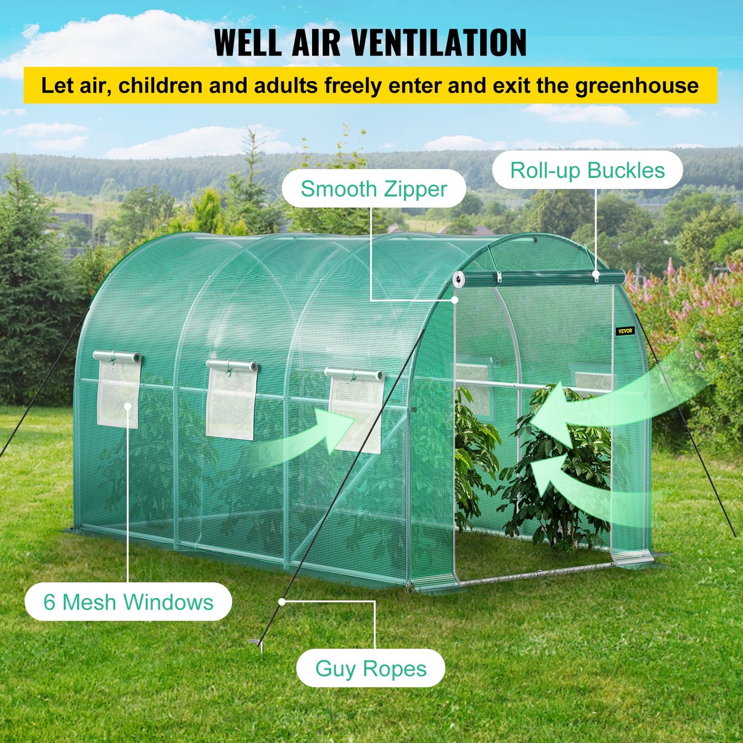 Walk-in Tunnel Greenhouse Galvanized Frame & Waterproof Cover 12x7x7 ft