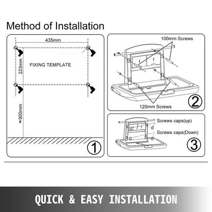 Horizontal Baby Changing Table Wall-mounted Baby Diaper Changing Station Vertical Fold Down Baby Changing Table