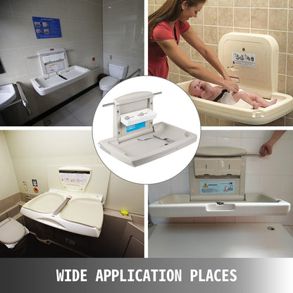 Horizontal Baby Changing Table Wall-mounted Baby Diaper Changing Station Vertical Fold Down Baby Changing Table