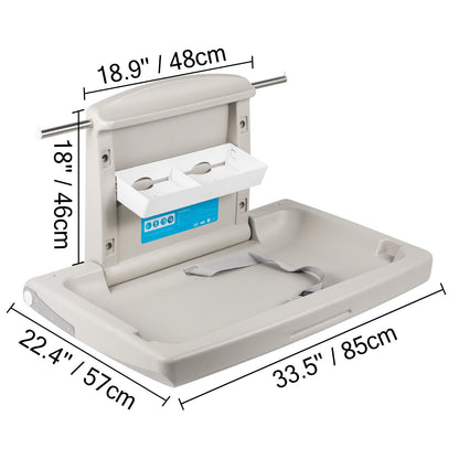 Horizontal Baby Changing Table Wall-mounted Baby Diaper Changing Station Vertical Fold Down Baby Changing Table