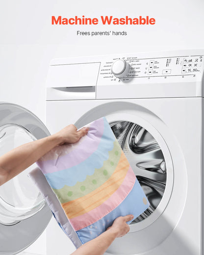 Baby Play Gym Mat, Tummy Time Mat with 6 Sensory Toys, Baby Activity Mat with Light-up Musical Rocket Toy for 0-18 Month Newborn Infant, Baby Essential Gift for Sensory & Motor Skill Development