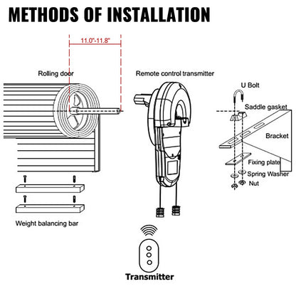 Garage Roller Door Opener, 800 N Lift Force 164 ft Remote Control, 220V Electric Roller Gate Opener, Auto Garage Roller Gate Opener Kit with 2 Remote, Apply for Garage Store
