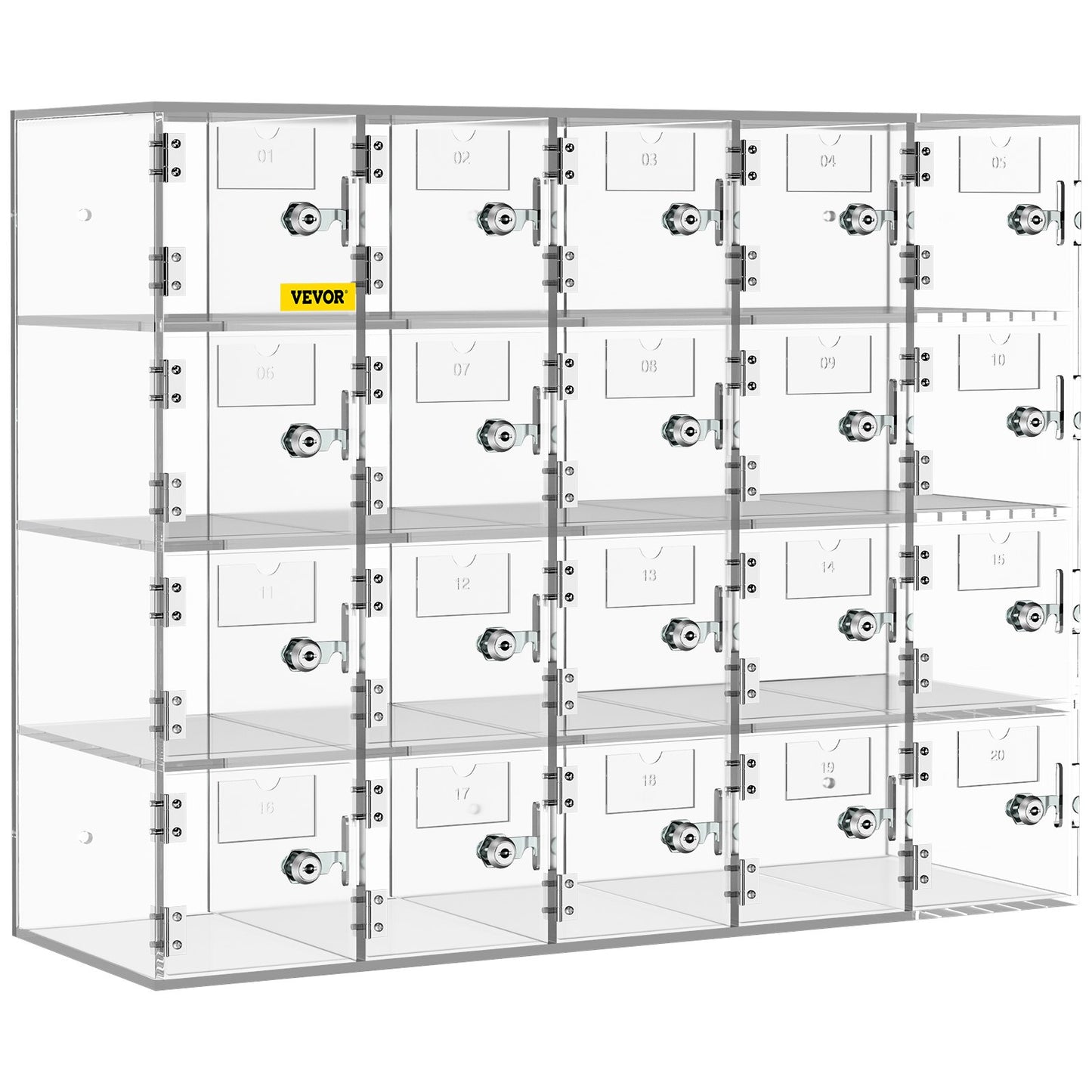 Acrylic Cell Phone Locker Box Storage Cabinet Pocket w/Keys 20 Slots Clear