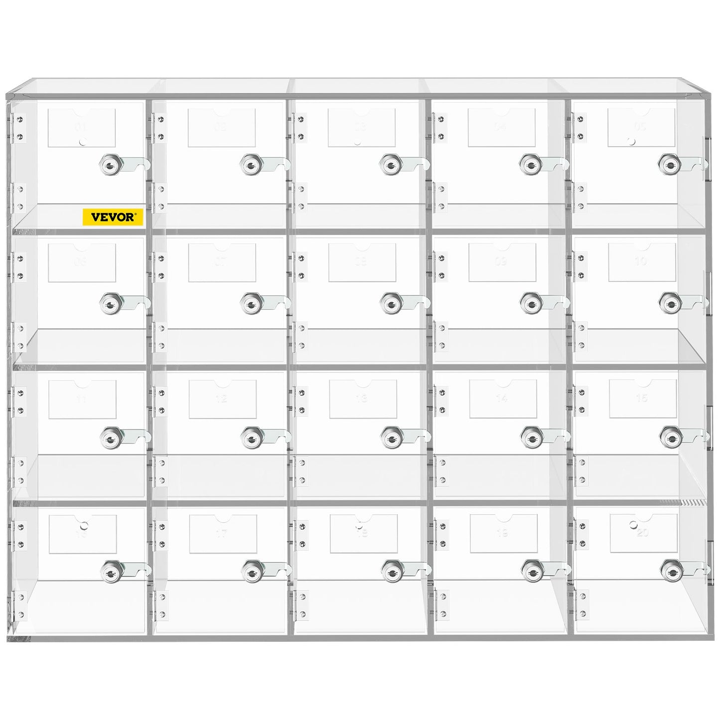 Acrylic Cell Phone Locker Box Storage Cabinet Pocket w/Keys 20 Slots Clear