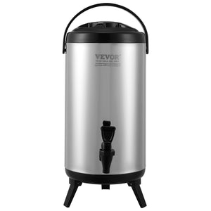 VEVOR Stainless Steel Insulated Beverage Dispenser, 9.2 Liter, Thermal Hot and Cold Drink Server Dispenser with Spigot Handle, Food - grade for Hot Tea Coffee Water Restaurant Drink Shop - Factory Direct Shop