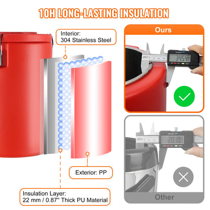 VEVOR Stainless Steel Insulated Beverage Dispenser, 17.2 Liter, Thermal Hot and Cold Drink Server Dispenser with Spigot Handle, Food - grade for Hot Tea Coffee Water Restaurant Drink Shop - Factory Direct Shop