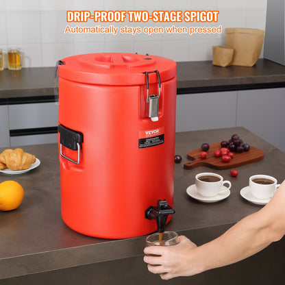 VEVOR Stainless Steel Insulated Beverage Dispenser, 17.2 Liter, Thermal Hot and Cold Drink Server Dispenser with Spigot Handle, Food - grade for Hot Tea Coffee Water Restaurant Drink Shop - Factory Direct Shop