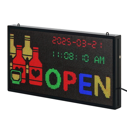 27x14in Programmable LED Sign Digital Scrolling Display Board P5 Fullcolor