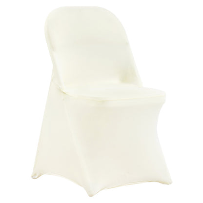 Stretch Spandex Folding Chair Covers, Universal Fitted Chair Cover, Removable Washable Protective Slipcovers, for Wedding, Holiday, Banquet, Party, Celebration, Dining (30PCS Ivory White)