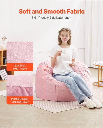 91 cm Round Bean Bag Chair with Removable Cover & Dutch Velvet Pink