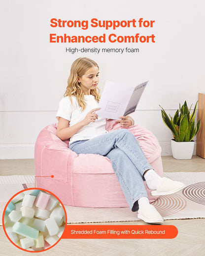 91 cm Round Bean Bag Chair with Removable Cover & Dutch Velvet Pink