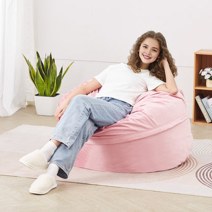 91 cm Round Bean Bag Chair with Removable Cover & Dutch Velvet Pink