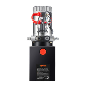 Hydraulic Pump, 8 Quart Hydraulic Power Unit, Single Acting Dump Trailer Pump, 0.91 GPM Flow Rate, 3200 PSI Max Relief Pressure, DC 12V Hydraulic Pump for Dump Trailer Car Lifting