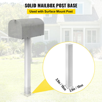 VEVOR Mailbox Post, 43\" High Mailbox Stand, White Powder-Coated Mail Box Post Kit, Q235 Steel Post Stand Surface Mount Post for Sidewalk and Street Curbside, Universal Mail Post for Outdoor Mailbox