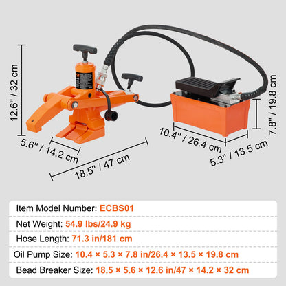 Hydraulic Bead Breaker, 1000 PSI Tire Bead Breaker with Metal Foot Pump, Heavy-duty Steel Bead Breaker Tool for Tractors, Trucks, Buses, Lawn Mowers, ATVs
