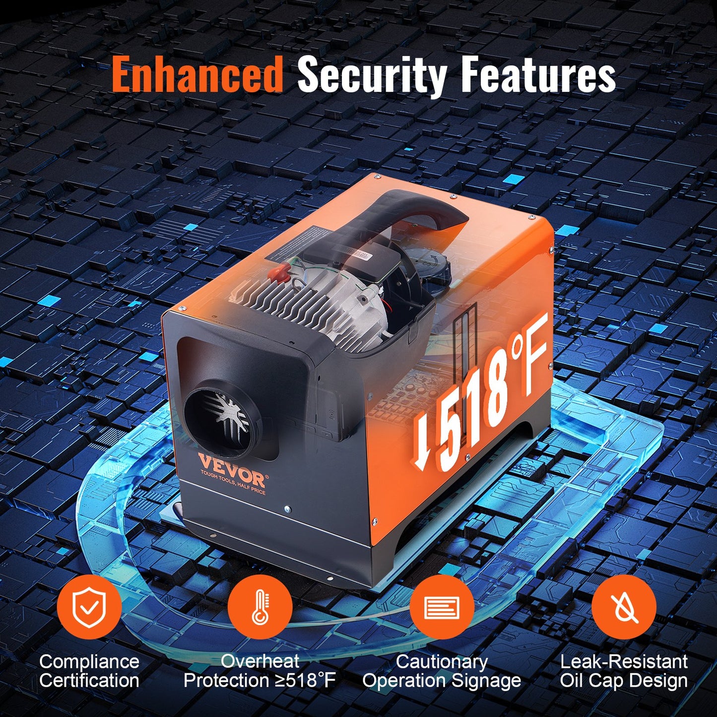 Diesel Air Heater, 12V 5KW All-on-one Diesel Heater with Remote Control and LCD Display, 5L Fuel Tank Portable Diesel Parking Heater, Rapid Heating for RV Trailer Camper Van Boat