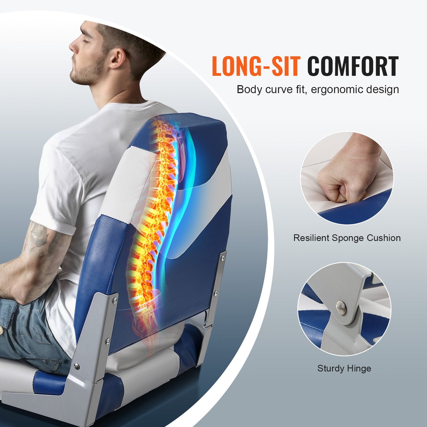 VEVOR Boat Seats, 555 mm High Back Boat Seat 2-Pack