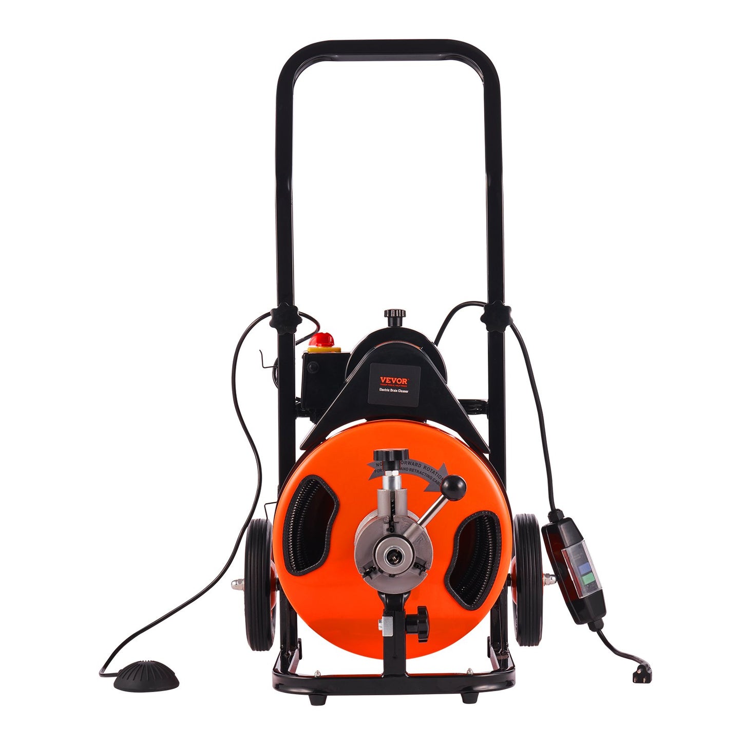 Drain Cleaning Machine 50 FT x 1/2 Inch, Sewer Snake Machine Auto Feed, Drain Auger Cleaner with 4 Cutter & Air-Activated Foot Switch for 1" to 4" Pipes