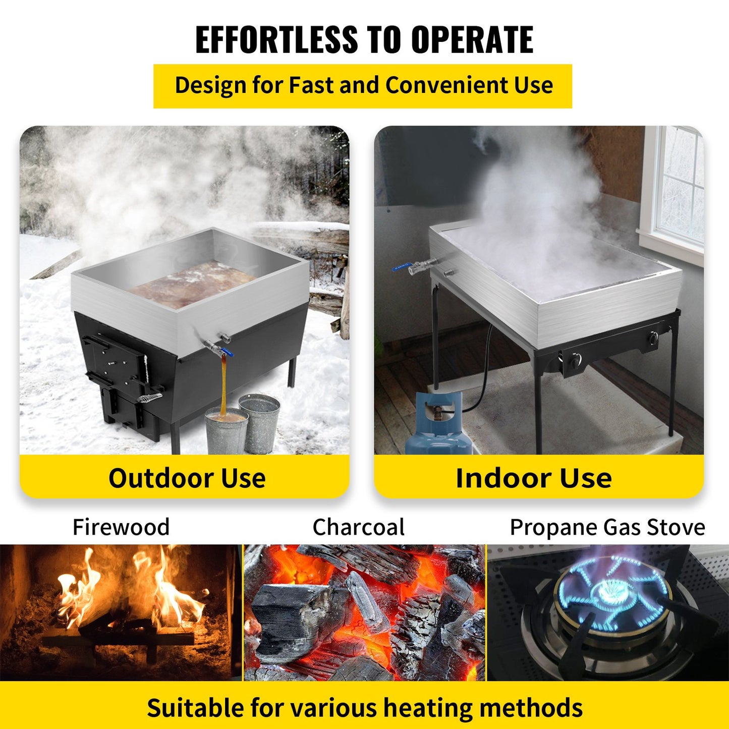 Maple Syrup Evaporator Pan 76x41x24 cm Stainless Steel Maple Syrup Boiling Pan with Valve for Boiling Maple Syrup