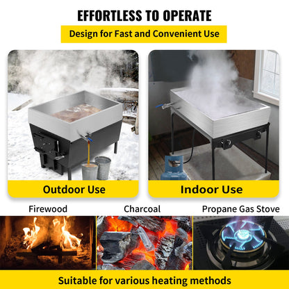 Maple Syrup Evaporator Pan 76x41x24 cm Stainless Steel Maple Syrup Boiling Pan with Valve for Boiling Maple Syrup